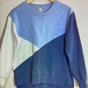 Blue and White Colorblock Sweatshirt